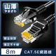 山澤 Cat.5e 無屏蔽高速傳輸八芯雙絞鍍金芯網路線 黑/8M