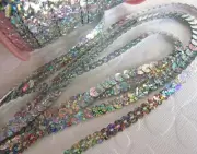 5 yds Single Sequin Ribbon Trim Craft 9mm/Sparkly Silver Iridescent R118-Rainbow