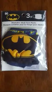 DC BATMAN WASHABLE ADULT FACE MASKS 3 DIFFERENT *NEW IN PACKAGE*