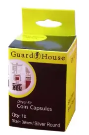 Guardhouse Box Of 10 Silver Round 39mm Capsules for 1-Oz Copper & Silver Rounds