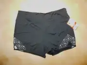 Capezio Meryl Black Extra large adult shorts Sheer Lattice SidePanels MC806W