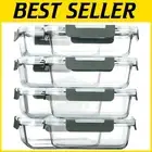 Versatile 8-Pack 30 Oz Airtight Glass Meal Prep Containers - Oven & Freezer Safe