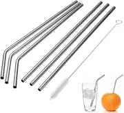 [MIXIAO] Stainless Steel Drinking Straws, Reusable Metal Drinking Straws with Cleaning Brushes