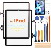 iPad Air 5 2022 Touch Screen for iPad Air 5th Gen 10.9 A2588, A2589, A2591 Digitazer Glass Panel with Repair Kit (Black, No LCD Display)