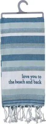 Embroidered~Love You To The Beach & Back~CottonTea Towel~ 28"~Dish/Hand/Kitchen