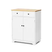 White Storage Cabinet 2 Drawer 2 Door Cupboard Organizer Adjustable Shelf