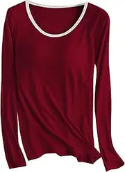 [Yxzogd] Womens Modal T Shirt Bra Long Sleeve Pajama Yoga Top Padded Casual Top Tee Shirt with Built in Bra Basic T Shirts