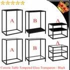 Slim Hallway Side End Desk Console Table with Transparent/Black Tempered Glass