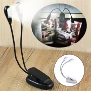 Two Dual Flexible Arms Book Reading Light LED Clip-on Light Music Stand Lamp AU