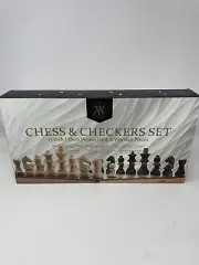 15” Alex H. & Abel C. Chess and Checkers Set Family Games Wood Pieces