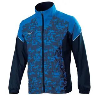 MIZUNO 男裝 外套 立領 休閒 套裝 防潑水 兩側口袋拉鍊 網布內裡 深藍【運動世界】32TC058422