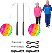 shpuuyy Tetherball Ball and Rope | 7-Inch Playground Rainbow Dodgeball Balls,Versatile Tether Balls and Rope Set, Kids Handballs, Outdoor Ball Games for Kids & Adults
