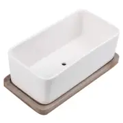 Artificial Plants Rectangular Planter Ceramic Bamboo Tray Succulent Garden Bonsa