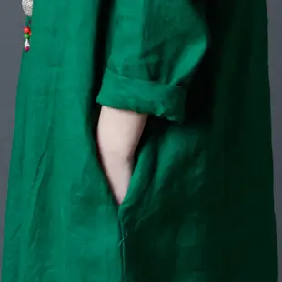 【A.Cheter】日式純色慵懶自然系棉麻洋裝#108184-L紅
