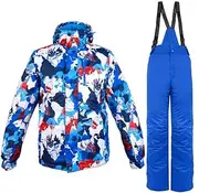 [Yytcsjz] Men's Ski Jacket and Pants Set, Fashion Mens Outdoor Winter Sports Ski Suit Set, Waterproof Windproof Ski Suit, for Skiing, and Other Winter Outdoor Snow Activities (Color : A Blue red, Size : 3X-La