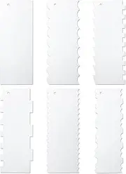 6pcs Cake Scrapers, 12 Patterns Buckle Style Acrylic Cake Decorating Scrapers Set Cake Scraper Smoother Acrylic Scraper for Cake Butter Cream Decorating DIY Tools(White)