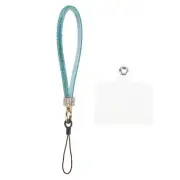 1 Pcs Phone Lanyard, Detachable Wrist Strap Glitters with Phone Patches, Blue