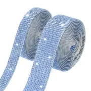 2-Roll Crystal Rhinestone Ribbon,0.5/1.1 Inch x 2 Yards for DIY [Light Blue]