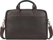 Genuine Leather Briefcase for Men, Laptop Computer Shoulder Bag With Strap, 15.6 Inch Business Travel Work Handbag, Brown, 3315 Brown