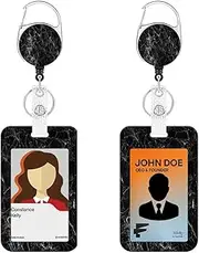 RINGSUN Retractable ID Card Holder, 2-Pack ID Badge Holder Heavy Duty, Card Holder for Office Workers Student Teacher Nurse Doctor Coach Bus Pass, Black