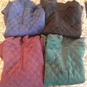 St. John's Bay Women's Quarter Zip Quilted Velour Pullover Sweatshirt BNWT