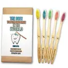 Toothbrush Bamboo Handle Multi Color Bristles 5 Pack Anti Microbial Eco Friendly
