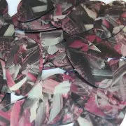 Sequin Oval 1.5" Pink Silver Bird Feathers Print Metallic