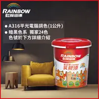 在飛比找PChome24h購物優惠-【Rainbow虹牌油漆】316家仕博乳膠漆 暗黑色系 電腦