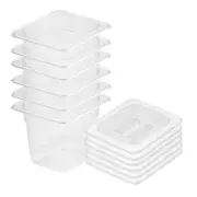150mm Clear Gastronorm Bain Marie 1/6 Food Tray Storage Set of 6 with Lid