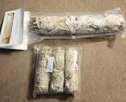 WHITE SAGE 3 PACK 4 IN & 7 In SMUDGE STICKS HOME SPIRITUAL CLEANSE W/table throw