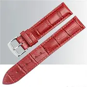 MGHN Leather Watch Straps Leather Watch Bands Polished Buckle Watch Band Strap Quick Release Replacement Wristbands Padded (Color : Red Silver Buckle, Size : 22mm)