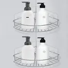 2pcs Shower Caddy Durable Punch-free Wall Corner Triangle Shampoo Holder Bath