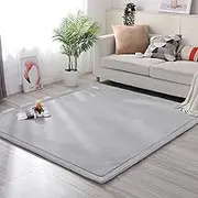 Large Play Mat for Baby, 3cm Thick Crawling Floor Mats, Memory Foam Activity Area Rug, Foldable Soft Coral Velvet Nursery Rugs for Toddlers,Infants,Kids,Yoga Mat,Tatami Mat (Grey, 150 * 200cm)