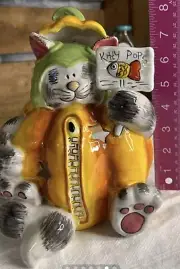 Blue Sky Clayworks Cat In Halloween Pumpkin “Kitty Pops” Tea Light Candle NWT