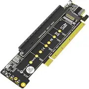 Mustpoint Dual NVMe PCIe Adapter, PCIe 4.0 X16 to Dual NVMe and 1x More PCIe x16 (x8 Signal) Adapter for M.2 NVMe SSD (PCI-e Bifurcation Required)