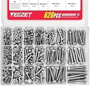YEEZET 620PCS M4 M5 M6 Heavy Duty Bolts and Nuts Assortment Kit, 304 Stainless Steel, Includes 13 Most Common Sizes
