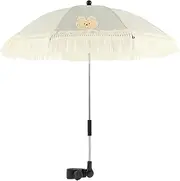DJAPWPX Baby Stroller Sunshade Umbrella - UPF 50+ Adjustable UV Parasol with Clip-On Tassel | Pram & Buggy Sun Protection for Outdoors (Windproof, 360° Rotatable)