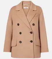['S Max Mara] 'S Max Mara Lukas double-breasted virgin wool peacoat UK 12 black