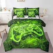 Feelyou Kids Gamer Bed in A Bag Full Size, Galaxy Gaming 7 Pieces Bedding Set Boys Girls Ombre Modern Game Console Comforter Set with Sheets Gamepad Teens Bed Set Bedroom Decor 7Pcs