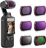 TOMAT Pocket 3 ND Filters Set for DJI Osmo Pocket 3 Creator Combo Accessories,Magnetic 6 Pack Pocket 3 Filters CPL/UV/ND8/ND16/ND32/ ND64 1.5 g-Aluminum Version