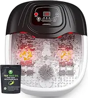 Foot Spa Bath Massager with Heat, Epsom Salt,Bubbles, Vibration and Red Light,8 Massage Roller Pedicure Foot Spa Tub for Stress Relief,Foot Soaker with Acupressure Massage Points&Temperature Control