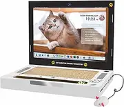 Cat Scratcher 3 in 1 Durable Corrugated Cardboard Laptop Notebook with Fluffy Mouse and Ball Track Pad, Indoor Outdoor Pet Cat Kitten Toy, Essential Interactive Toy for Cat Claw, Cat Scratch Pads.