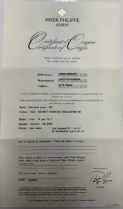 Patek Philippe Authentic Watch Certificate Of Origin Warranty 4825 120G Gondolo