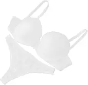 [COSMEVIVI] 75b Bra and Panty Set Push-up Bra White Stylish Safe Material All-Day Comfort