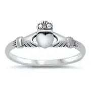 Claddagh Ring Genuine Sterling Silver 925 Height 6 mm (0.25 inch) Size 1 - 10