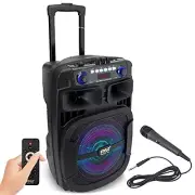 Pyle PPHP128B 12’’ Bluetooth FM Radio Portable PA Speaker Flashing Party Lights