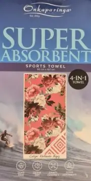 ONKAPARINGA 4in1 SAND FREE QUICK DRY BEACH/CAMP/SPORT TOWEL 80x160CM-ROSES