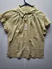 Max Studio Gold Plaid Ruffle Short Sleeve Button Up Blouse Size L