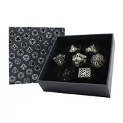 RPG Set Hollow Textures Dice (Black and Gold)