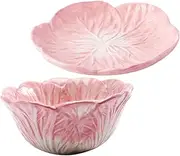 FUNOMOCYA Adorable Cabbage Bowl and Plate Set Boys and Girls Dinnerware Ceramic Microwave Dishwasher Safe